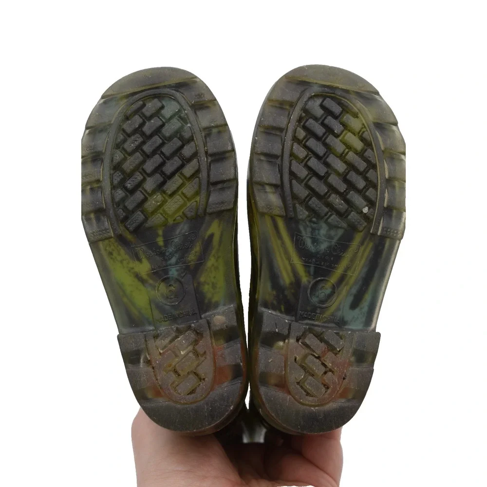 WESTERN CHIEF Light Up Rain Boots - Brush Stripe Green & Blue - US Toddler 6